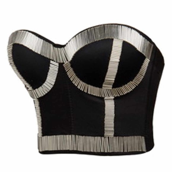 Women's Sequins Punk Goth Bra Clubwear Corset Top - Picture 1 of 2